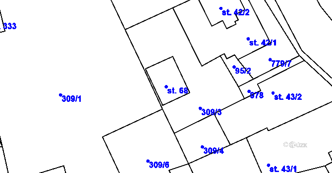 Parcela st. 68 v KÚ Malechov, Katastrální mapa