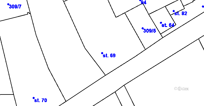 Parcela st. 69 v KÚ Malechov, Katastrální mapa
