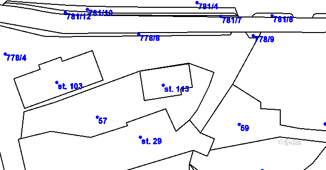 Parcela st. 113 v KÚ Malechov, Katastrální mapa