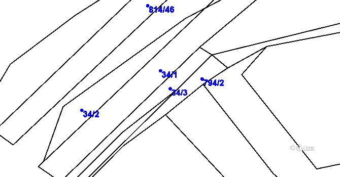 Parcela st. 34/3 v KÚ Malechov, Katastrální mapa