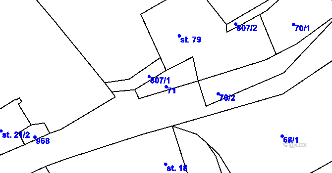 Parcela st. 71 v KÚ Malechov, Katastrální mapa