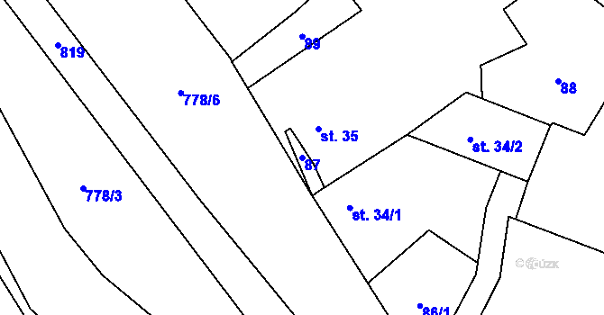 Parcela st. 87 v KÚ Malechov, Katastrální mapa