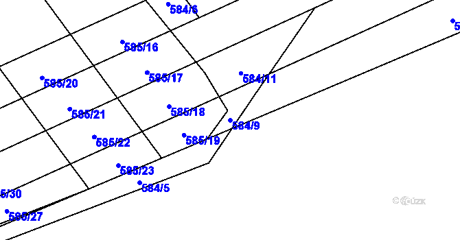Parcela st. 584/9 v KÚ Malechov, Katastrální mapa