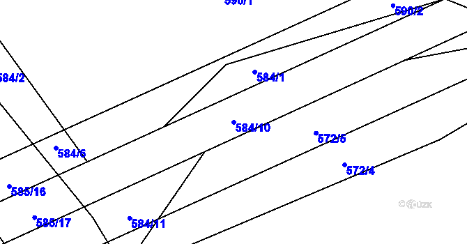 Parcela st. 584/10 v KÚ Malechov, Katastrální mapa