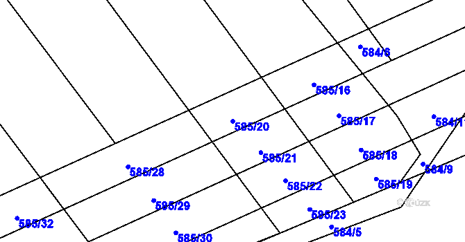 Parcela st. 585/20 v KÚ Malechov, Katastrální mapa