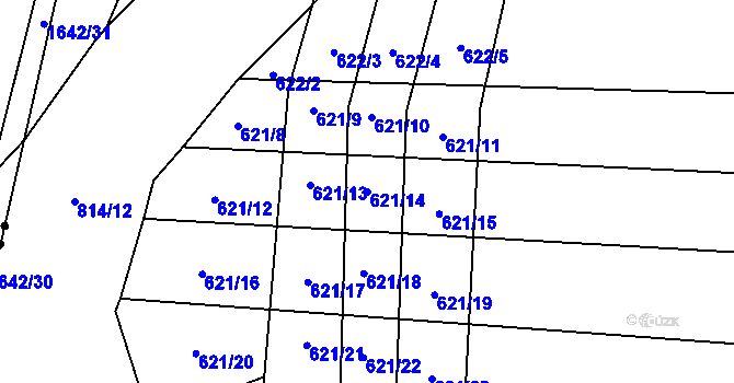 Parcela st. 621/14 v KÚ Malechov, Katastrální mapa