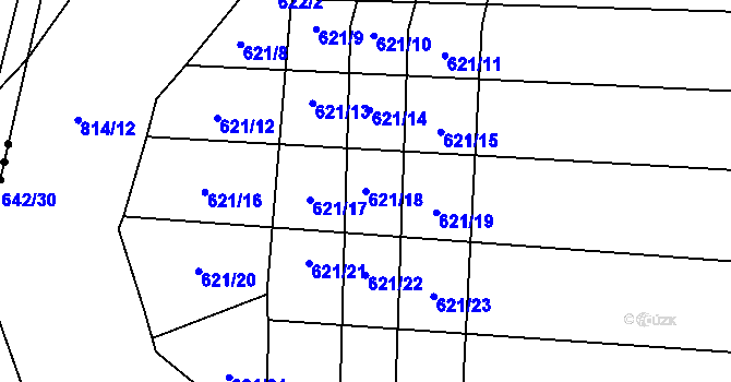 Parcela st. 621/18 v KÚ Malechov, Katastrální mapa