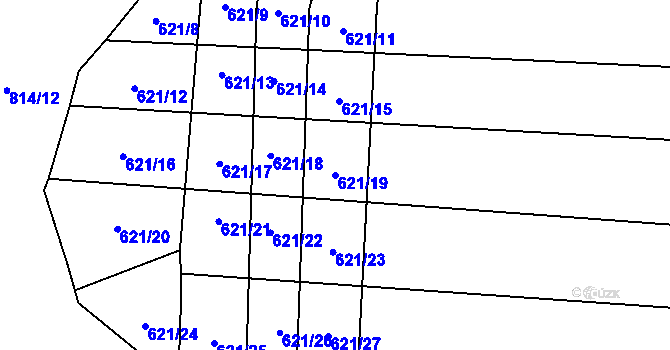 Parcela st. 621/19 v KÚ Malechov, Katastrální mapa