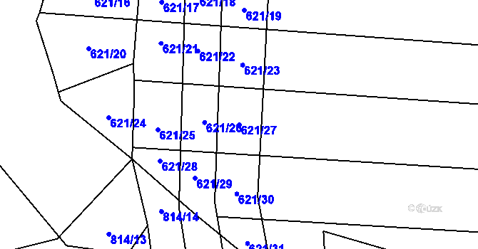 Parcela st. 621/27 v KÚ Malechov, Katastrální mapa