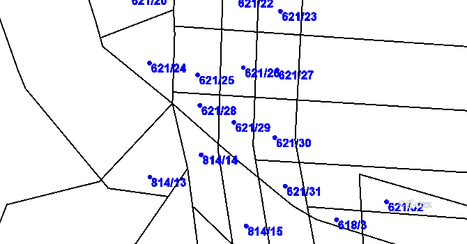 Parcela st. 621/29 v KÚ Malechov, Katastrální mapa