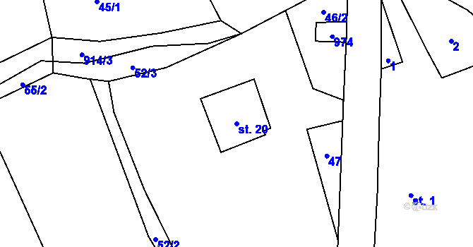 Parcela st. 20 v KÚ Řakom, Katastrální mapa