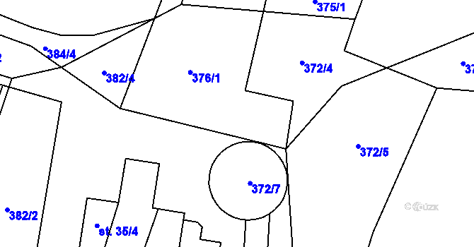 Parcela st. 372/3 v KÚ Řakom, Katastrální mapa