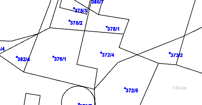 Parcela st. 372/4 v KÚ Řakom, Katastrální mapa