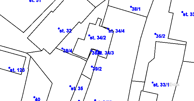 Parcela st. 34/3 v KÚ Svrčovec, Katastrální mapa