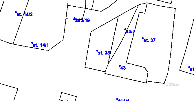 Parcela st. 38 v KÚ Svrčovec, Katastrální mapa