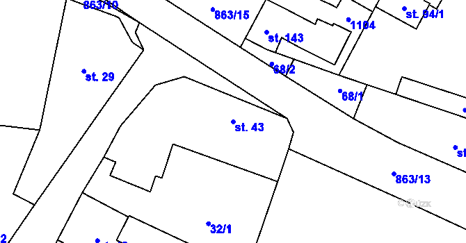 Parcela st. 43 v KÚ Svrčovec, Katastrální mapa