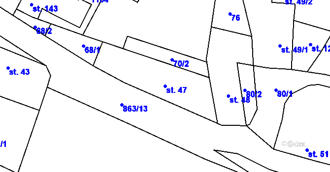 Parcela st. 47 v KÚ Svrčovec, Katastrální mapa