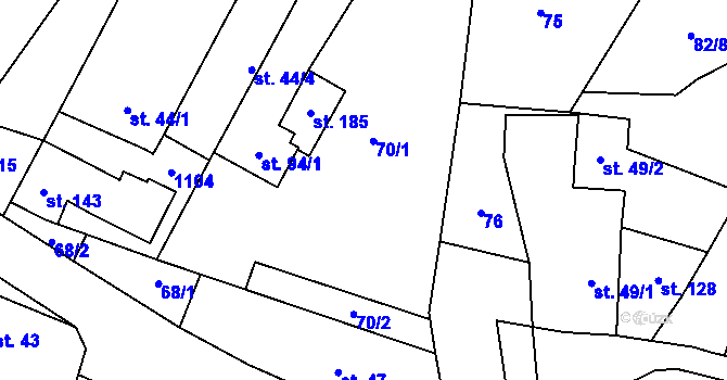 Parcela st. 70 v KÚ Svrčovec, Katastrální mapa