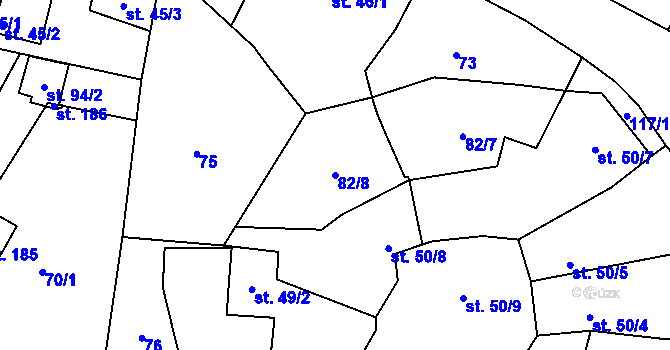 Parcela st. 82/8 v KÚ Svrčovec, Katastrální mapa