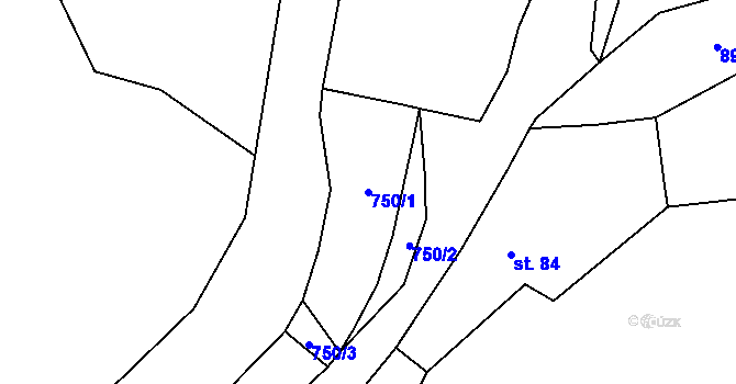 Parcela st. 750/1 v KÚ Svrčovec, Katastrální mapa