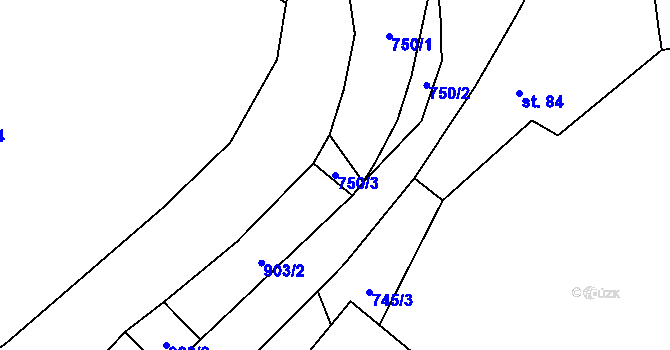 Parcela st. 750/3 v KÚ Svrčovec, Katastrální mapa