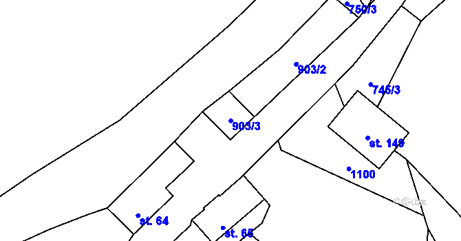 Parcela st. 903/3 v KÚ Svrčovec, Katastrální mapa