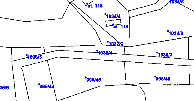 Parcela st. 1036/4 v KÚ Svrčovec, Katastrální mapa