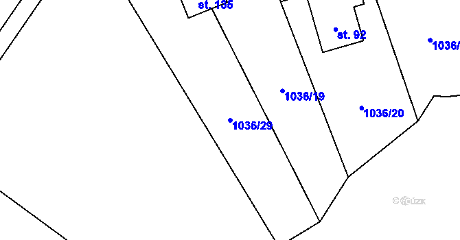 Parcela st. 1036/29 v KÚ Svrčovec, Katastrální mapa