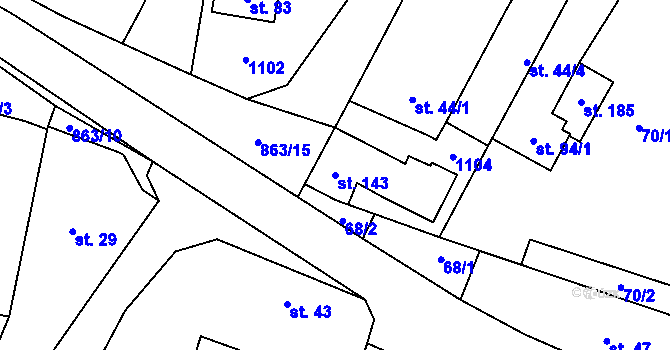 Parcela st. 143 v KÚ Svrčovec, Katastrální mapa
