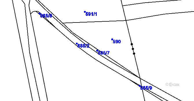 Parcela st. 885/7 v KÚ Svrčovec, Katastrální mapa