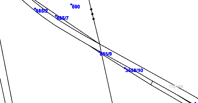 Parcela st. 885/9 v KÚ Svrčovec, Katastrální mapa