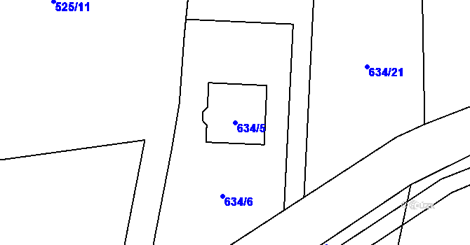 Parcela st. 634/5 v KÚ Dolany u Plzně, Katastrální mapa