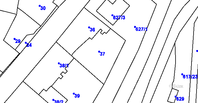 Parcela st. 37 v KÚ Dolany u Plzně, Katastrální mapa