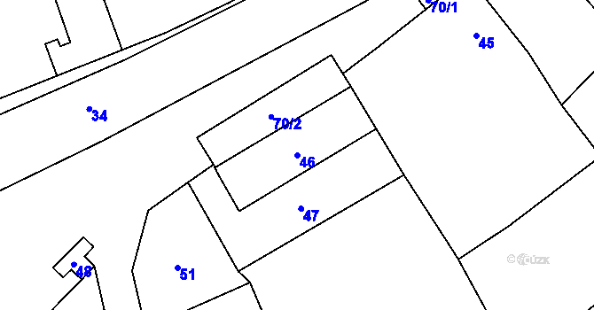 Parcela st. 46 v KÚ Dolany u Plzně, Katastrální mapa