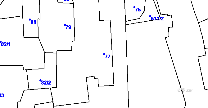 Parcela st. 77 v KÚ Dolany u Plzně, Katastrální mapa