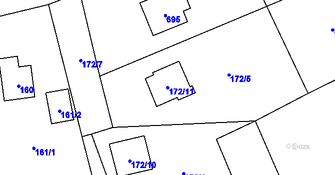 Parcela st. 172/11 v KÚ Dolany u Plzně, Katastrální mapa