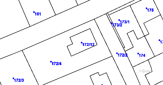 Parcela st. 172/12 v KÚ Dolany u Plzně, Katastrální mapa