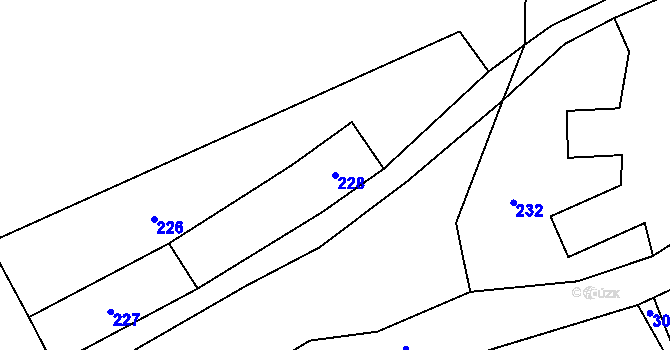Parcela st. 228 v KÚ Dolany u Plzně, Katastrální mapa