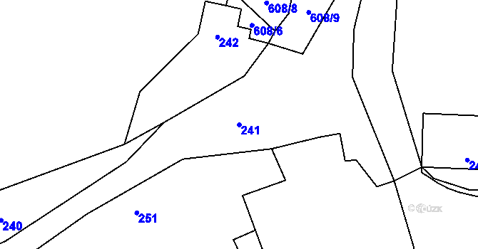 Parcela st. 241 v KÚ Dolany u Plzně, Katastrální mapa