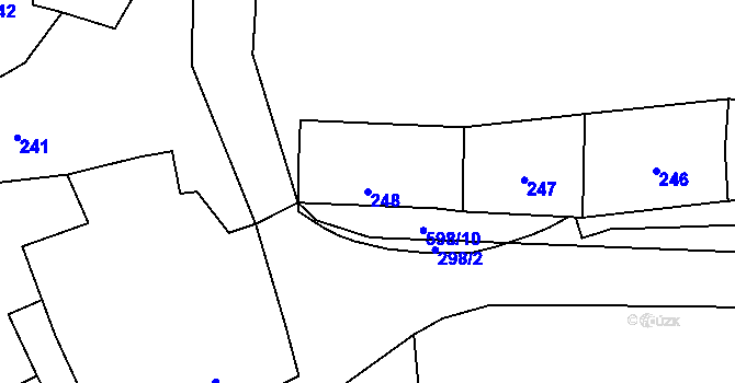 Parcela st. 248 v KÚ Dolany u Plzně, Katastrální mapa