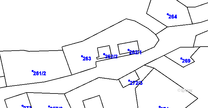 Parcela st. 262/2 v KÚ Dolany u Plzně, Katastrální mapa