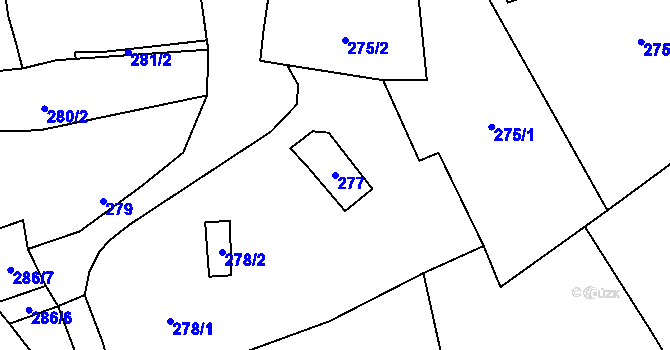 Parcela st. 277 v KÚ Dolany u Plzně, Katastrální mapa