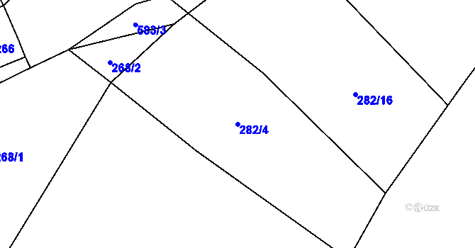Parcela st. 282/4 v KÚ Dolany u Plzně, Katastrální mapa