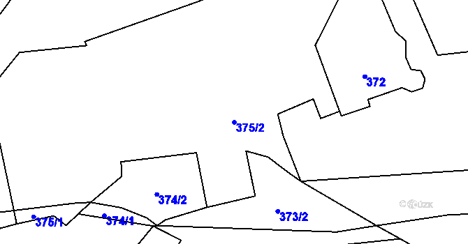 Parcela st. 375/2 v KÚ Dolany u Plzně, Katastrální mapa