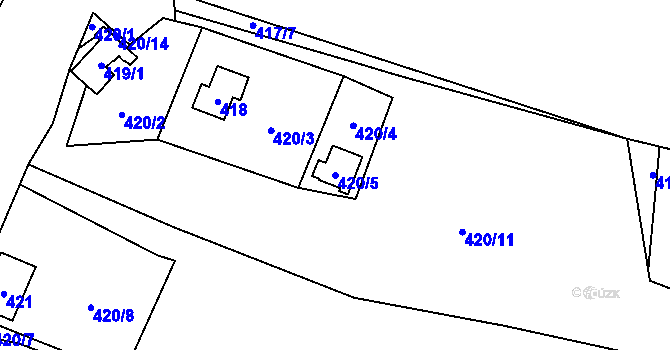 Parcela st. 420/5 v KÚ Dolany u Plzně, Katastrální mapa