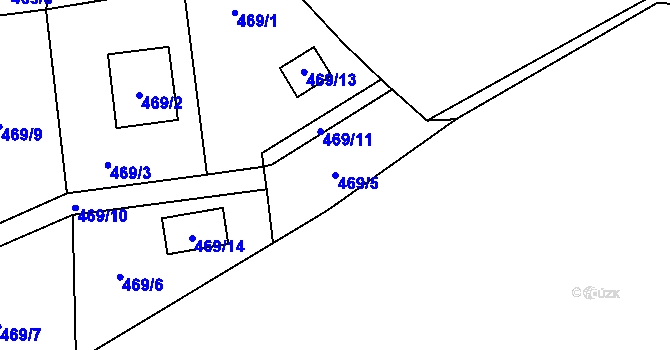 Parcela st. 469/5 v KÚ Dolany u Plzně, Katastrální mapa