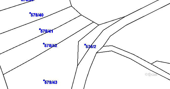 Parcela st. 578/2 v KÚ Dolany u Plzně, Katastrální mapa