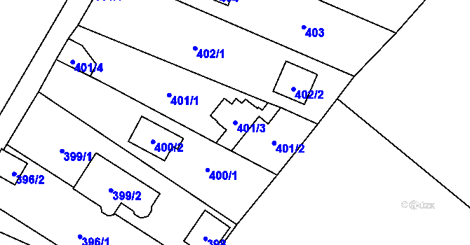 Parcela st. 401/3 v KÚ Dolany u Plzně, Katastrální mapa
