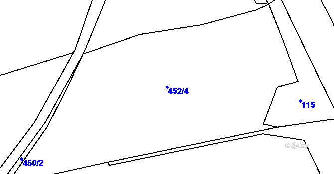 Parcela st. 452/4 v KÚ Dolany u Plzně, Katastrální mapa