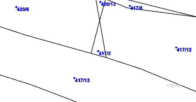 Parcela st. 417/2 v KÚ Dolany u Plzně, Katastrální mapa
